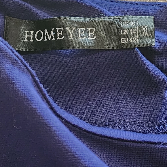 HOMEYEE Navy White Colorblock Pencil Sheath Dress XL Office Cocktail - Picture 7 of 8